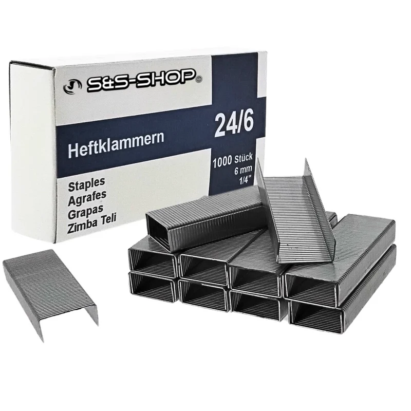 10000 Stück Heftklammern Stahl verzinkt 24/6