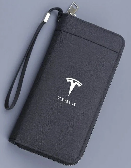 Luxuriöses Multifunktions-Geldbörsen-Kartenetui für Damen und Herren mit Tesla-Logo – Geschenkserie