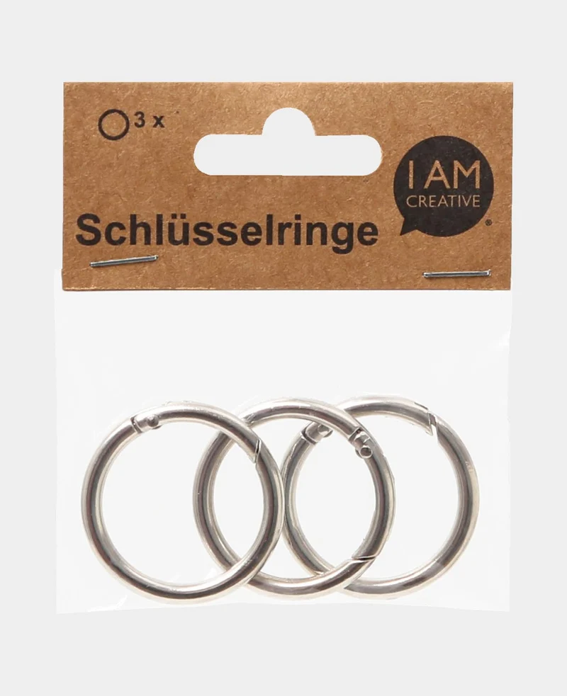 Schlüsselringe, Silber, ø 36 x 4 mm, 3 Stk.