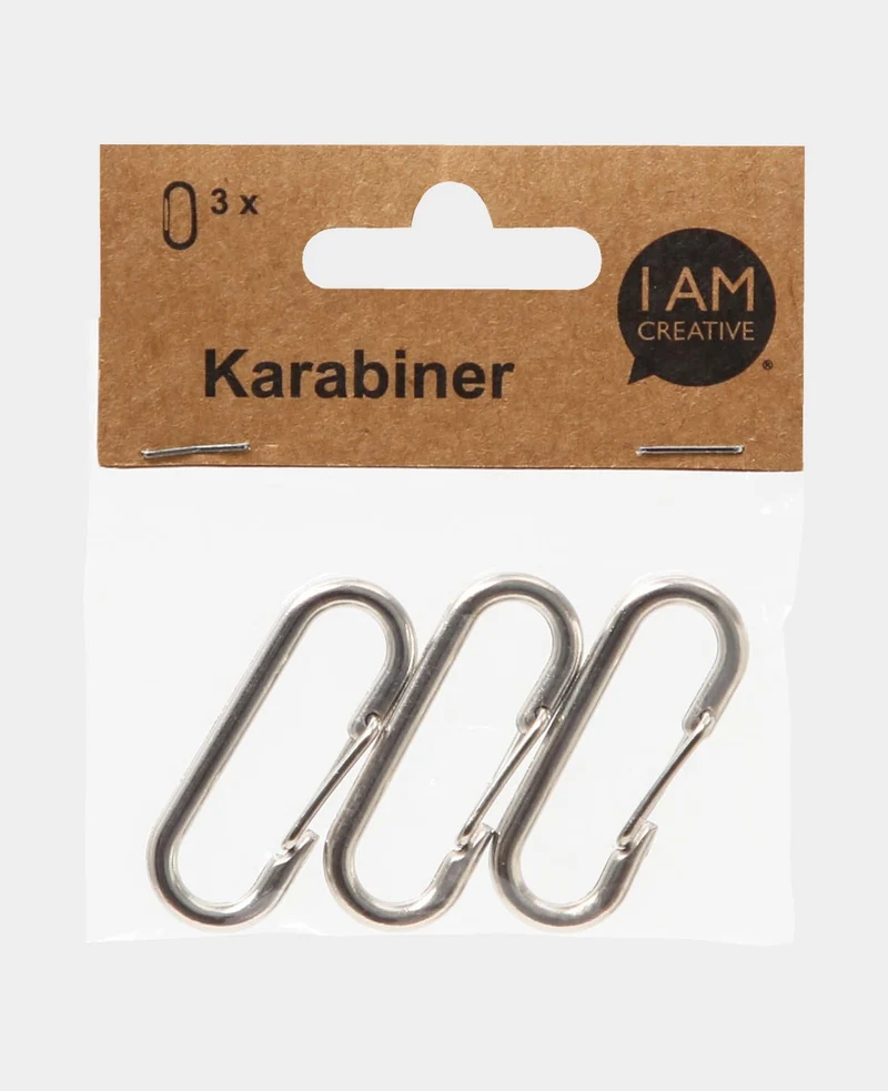 Karabiner, Silber, 47 x 15 mm, 3 Stk.