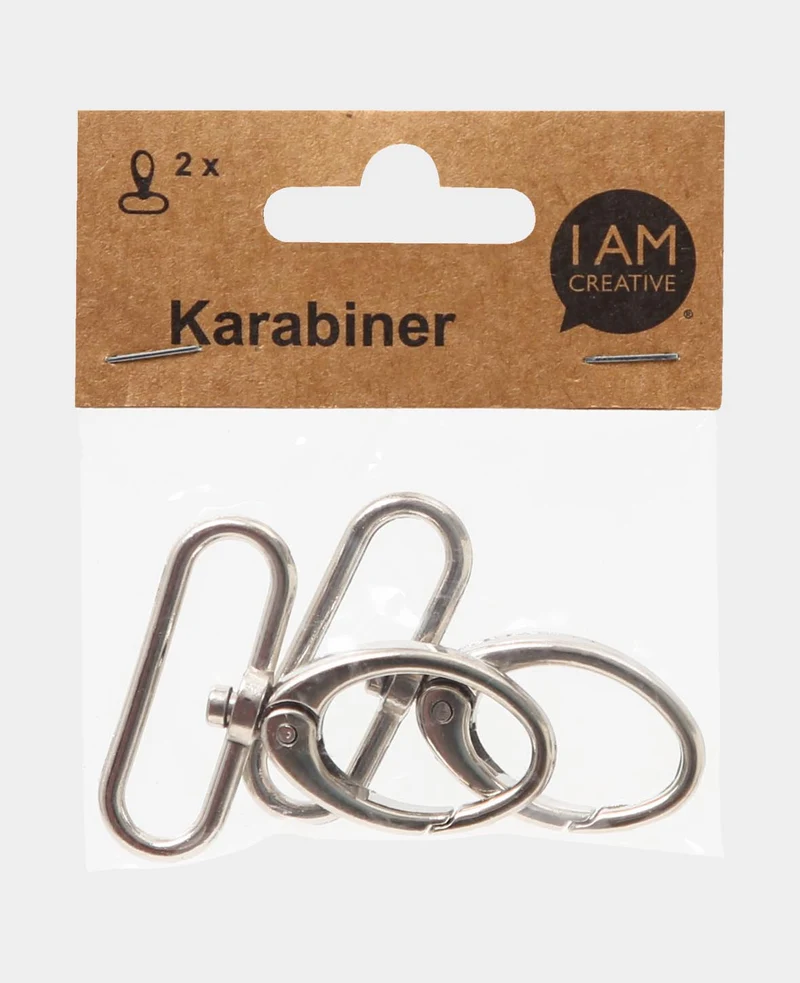 Karabiner mit Drehgelenk, Silber, 50 x 45 mm, 2 Stk.