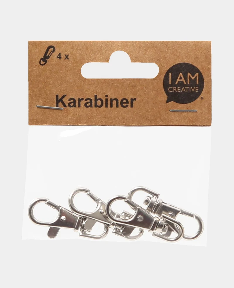 Karabiner mit Drehgelenk, Silber, 38 x 15 mm, 4 Stk.
