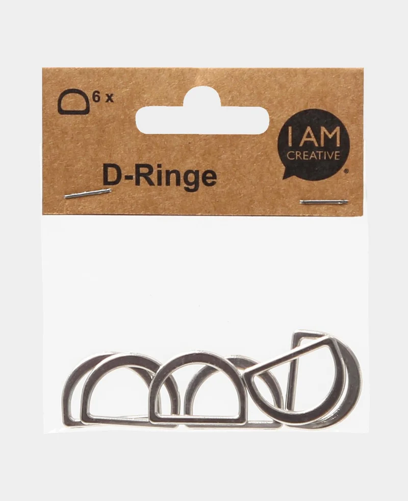 D Ring flach, Silber, 25 x 20 mm, 6 Stk.