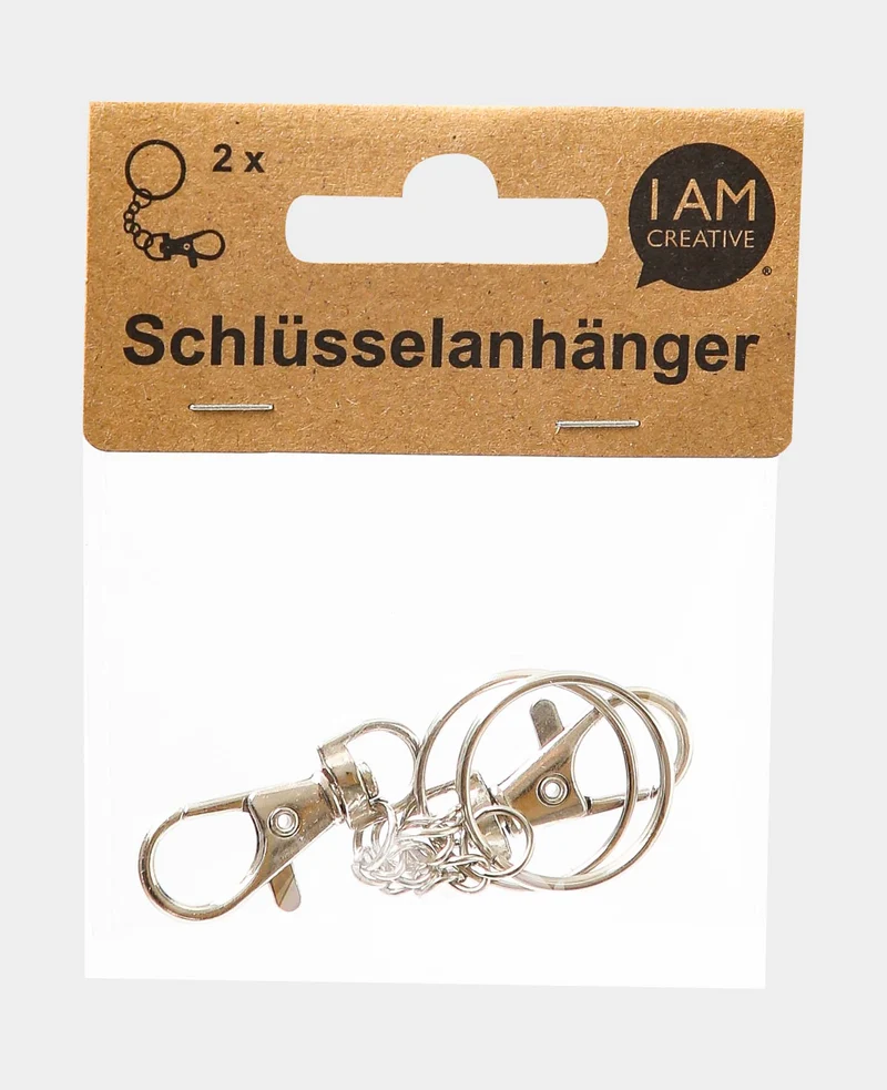 Schlüsselanhänger mit Karabiner, ø 25mm, Silber, 2 Stk.
