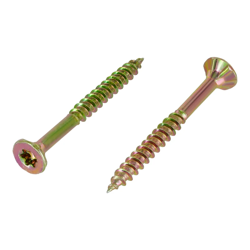 Spanplattenschrauben gelb verzinkt Torx Q200 Plus, Flachsenkopf, Teilgewinde Größe wählbar