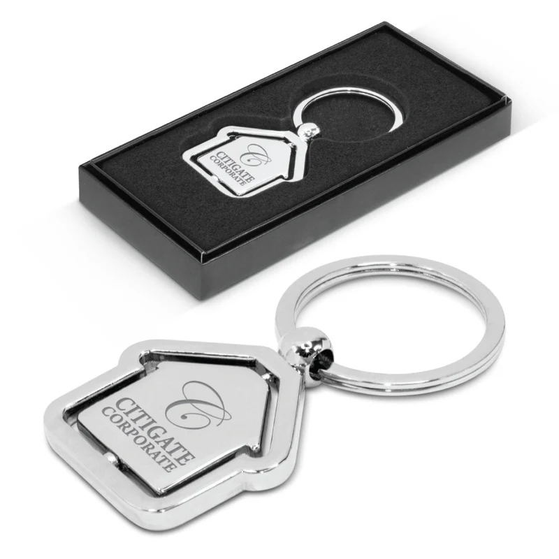 Spinning House Metal Key Ring