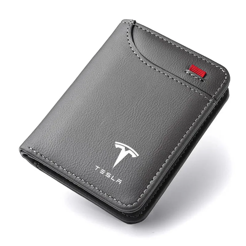 Tesla Luxus-Geldbörse aus weichem Leder, Mini-Kreditkarte, tragbare kleine Geldbörse für alle Tesla-Besitzer