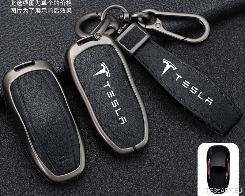 Schutzhülle aus Zinklegierung für Tesla-Autoschlüssel Model 3 Model S Model Y-Schlüsselanhänger Autozubehör mit Logo
