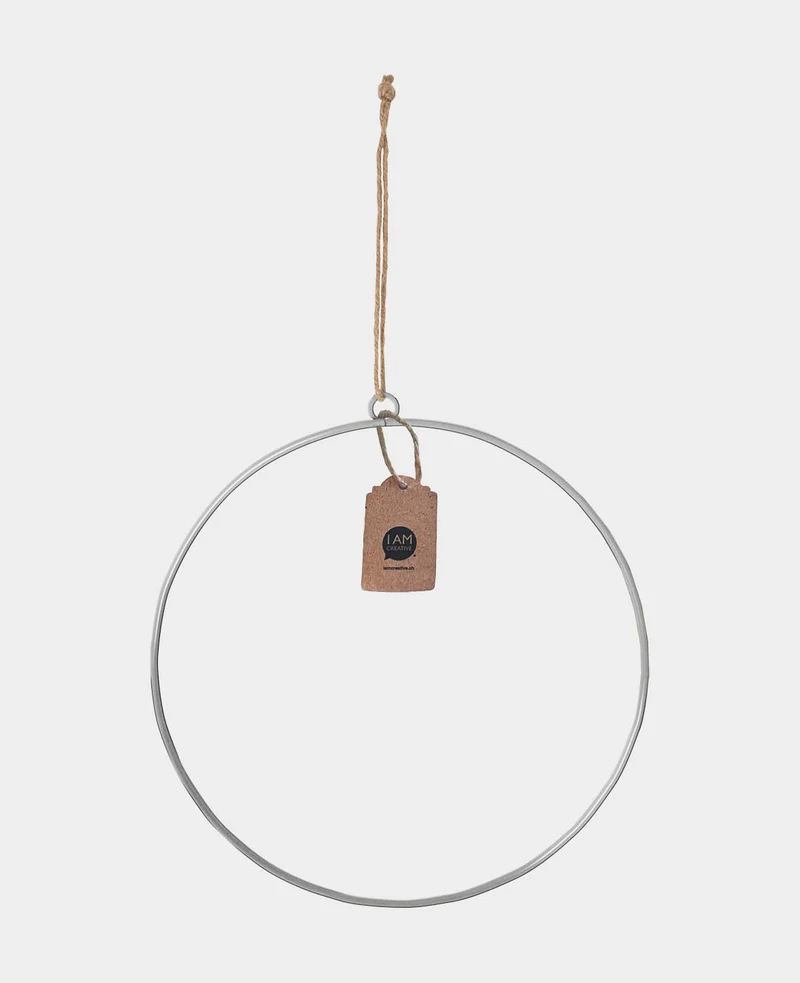 Deko-Metallring Silber mit Öse & Kordel, ø 30 cm