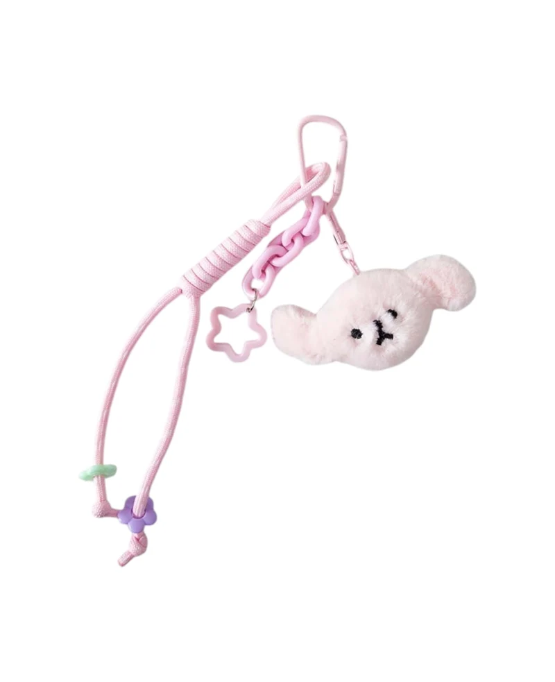 Taschenanhänger Plüschbär, Rosa, 7×15 cm