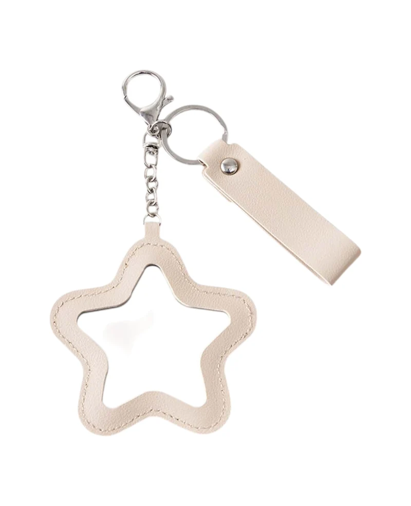 Taschenanhänger Stern mit Spiegel, Beige, 9×17.3 cm