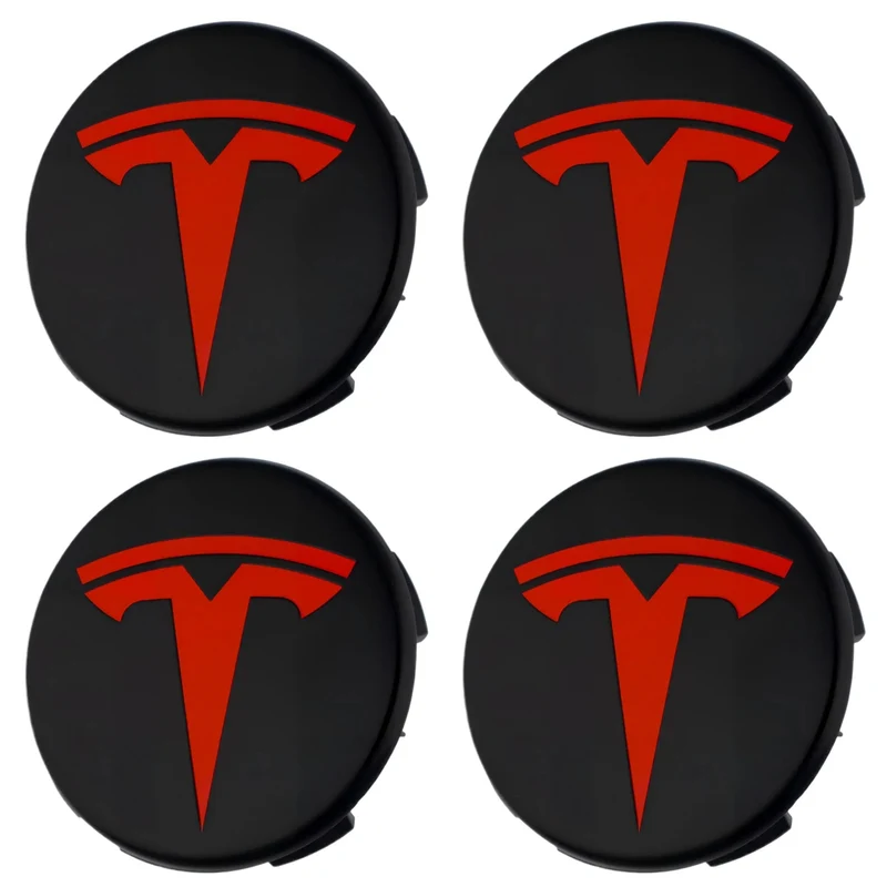 Tesla Hub Caps | Black Red