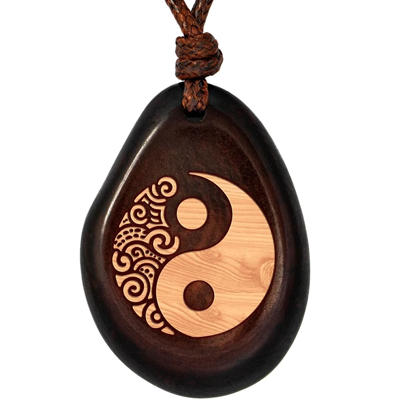 Kette aus Taguanuss-Anhänger (Braun) - YINYANG