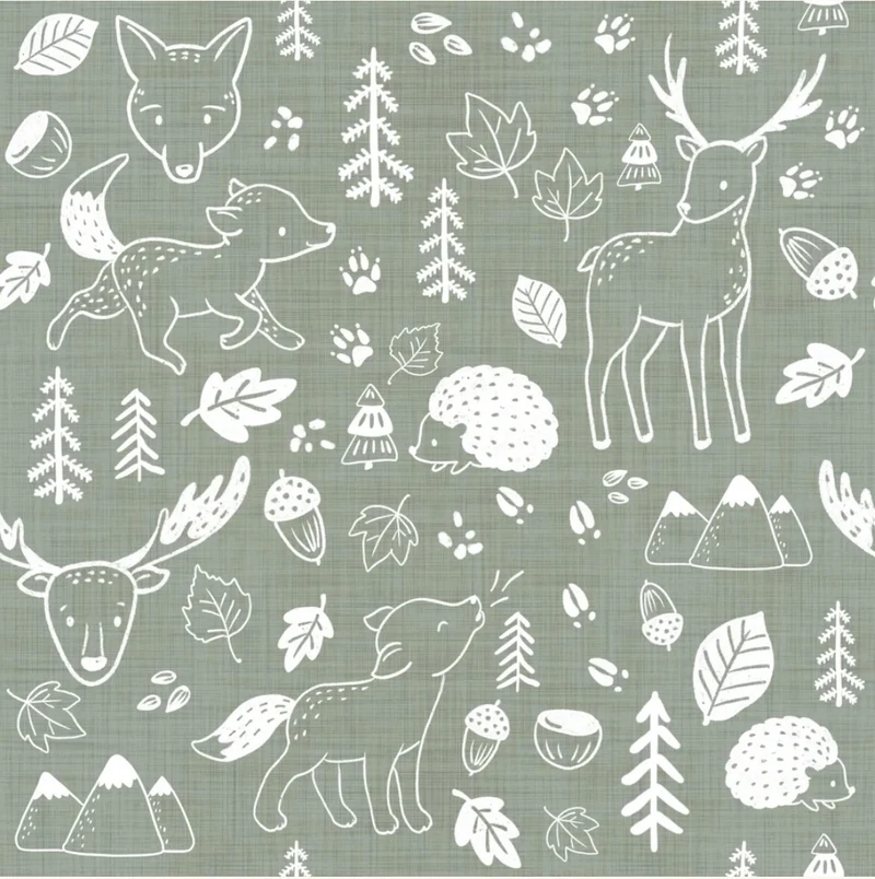 Family Fabrics / Jersey „Forest Doodle Sage“