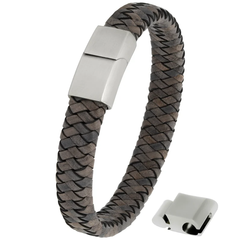 Lederarmband ovalbraided NYBORG (Grau)