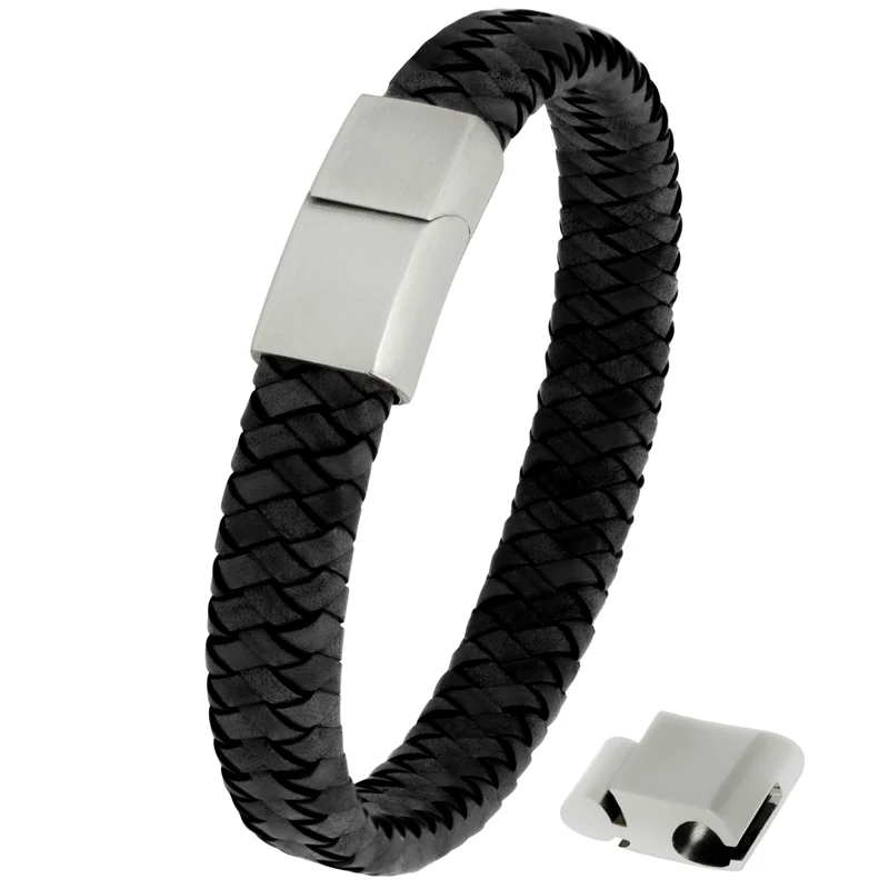Lederarmband ovalbraided FYLKE (Schwarz)