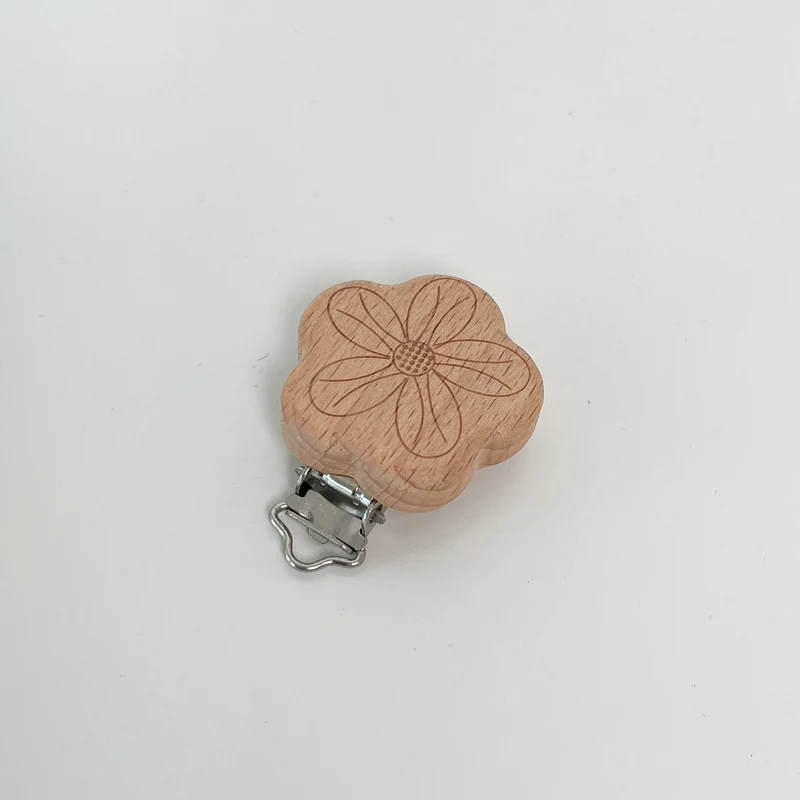 Schnullerketten Clip "Blume" / Holz