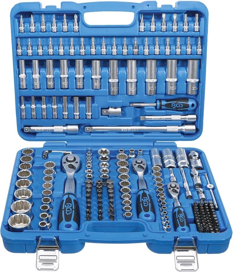 BGS 2286 Satz Steckschlüssel Zwölfkant Antrieb 6,3mm (1/4") & 10mm (3/8") & 12,5mm (1/2") 192 teilig