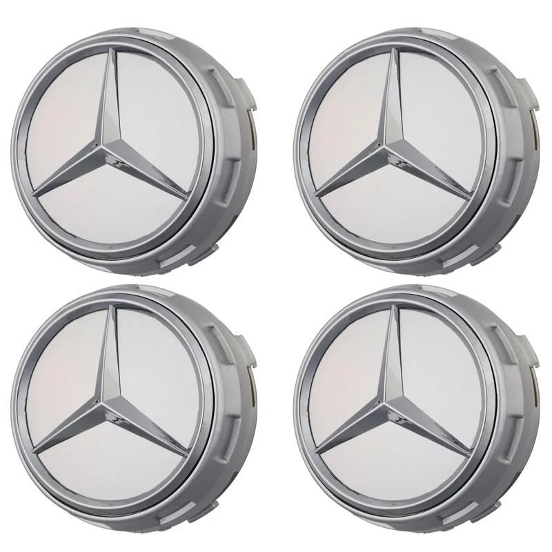 Mercedes Elevated Hub Caps | Platinum Silver