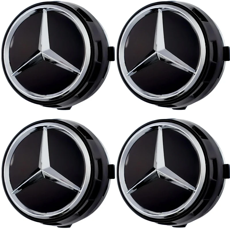 Mercedes Elevated Hub Caps | Gloss Black