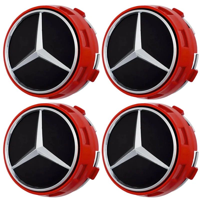 Mercedes Elevated Hub Caps | Gloss Red