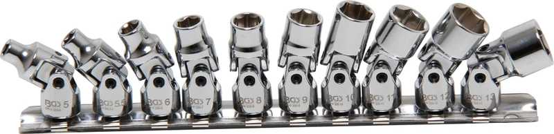 BGS 220 Satz Gelenksteckschlüsseleinsätze Antrieb Innenvierkant 6,3mm (1/4") SW 5 - 13mm