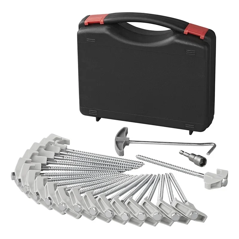 ProPlus 365014V04 Satz Zeltheringe 20cm Metall schraubbar mit Kunststoffhaken und Schraubenkopf