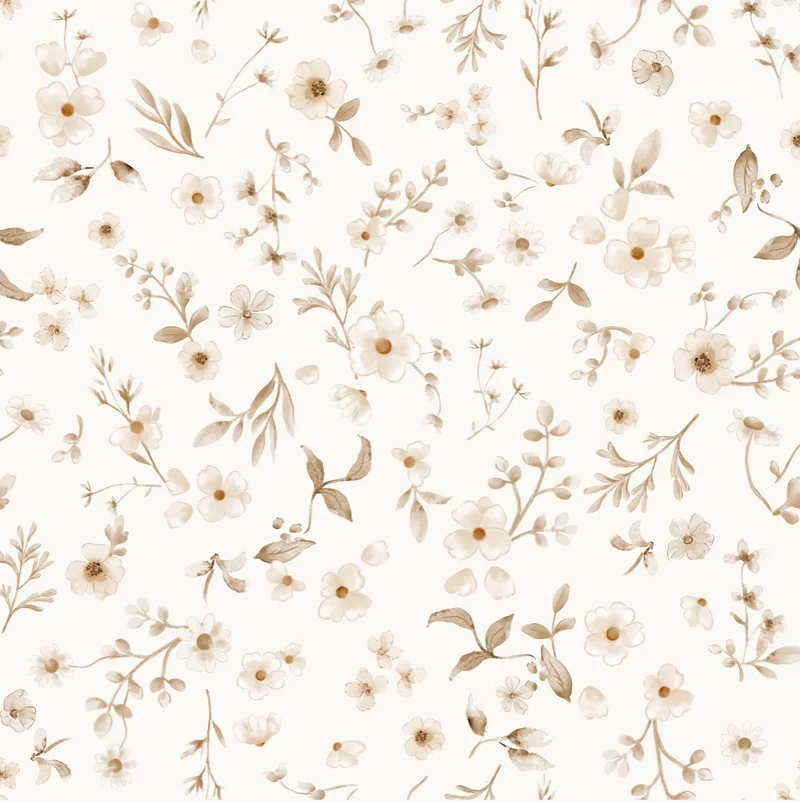 Family Fabrics / Poplin „Floral Malin Brown Offwhite“