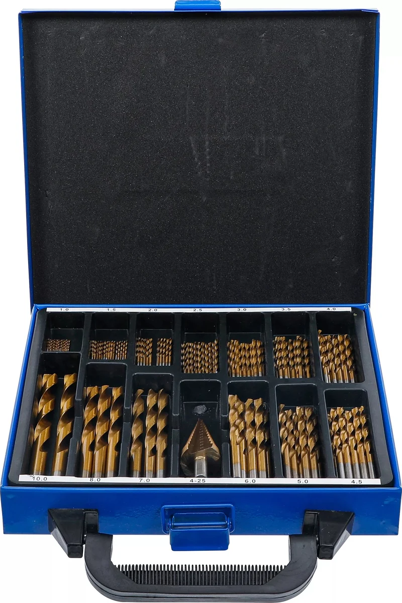 BGS 2009 Satz Spiralbohrer und Stufenbohrer HSS Titan nitriert 1 - 10mm 119 teilig