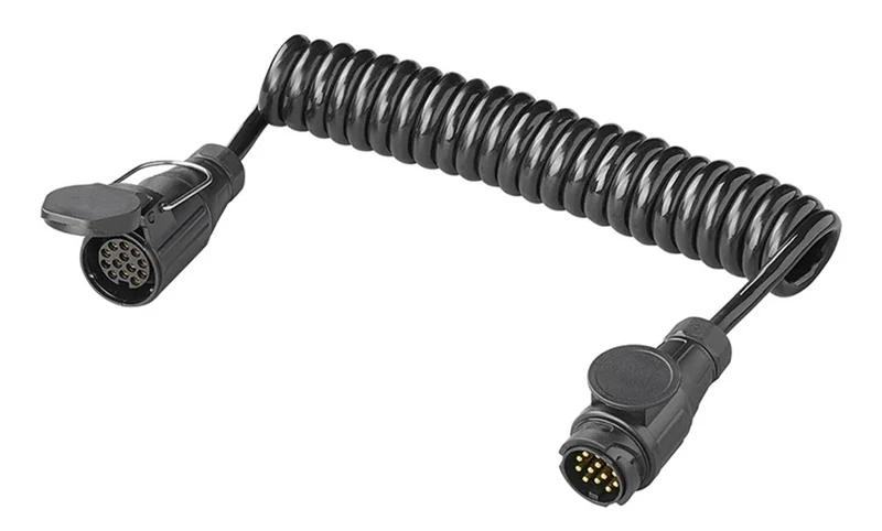 ProPlus 343541V06 Spiralkabel 3 Meter aus PVC 13 Adern mit Stecker und Steckdose 13 polig