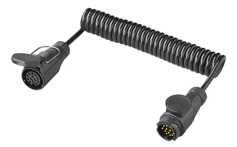 ProPlus 343541V04 Spiralkabel 3 Meter aus PVC 8 Adern mit Stecker und Steckdose 13 polig