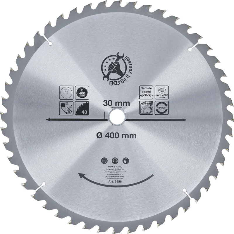 BGS DIY 3956 Hartmetall Kreissägeblatt Ø400 x 30 x 3,4 mm 48 Zähne