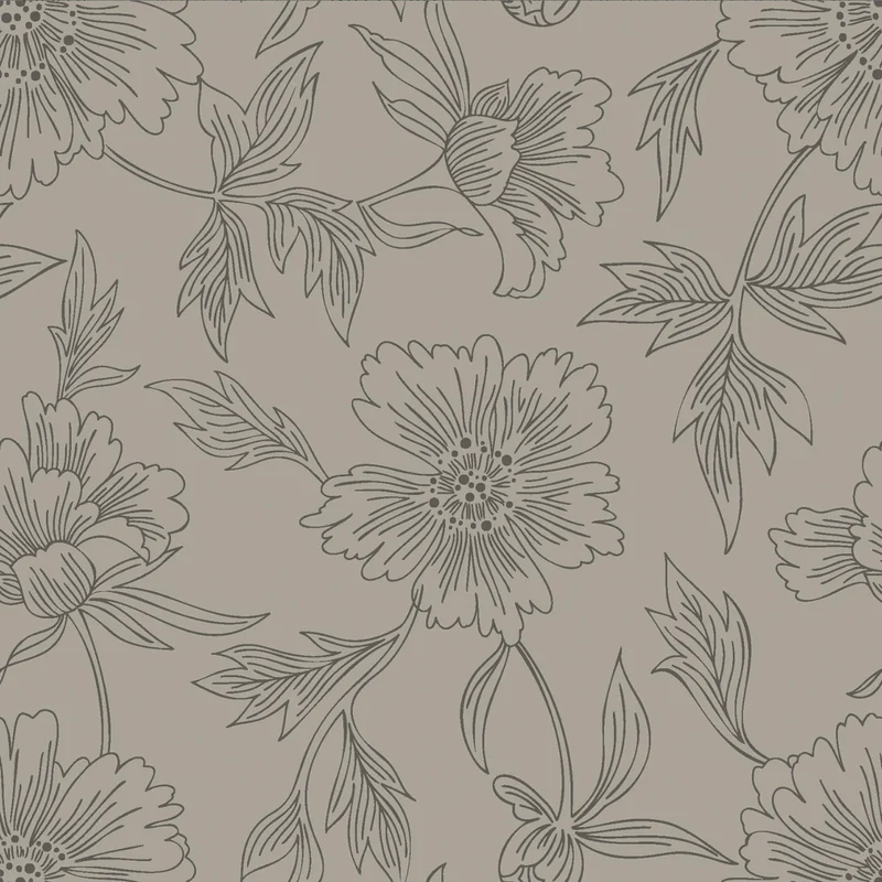 Musselin/Double Gauze “Big Flowers Taupe”