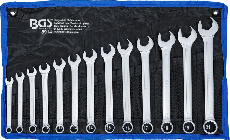 BGS 8914 Satz Ringmaulschlüssel Maulseite mit Ratschenfunktion SW 8 - 21mm metrisch13 teilig