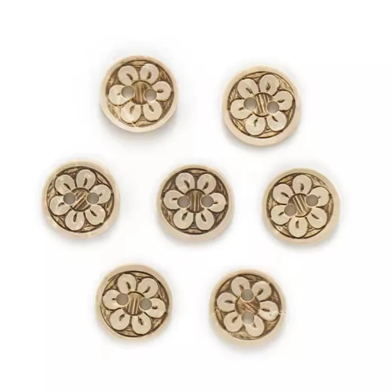 Kokosnuss Knopf "Blume" 15mm (5er-Pack)