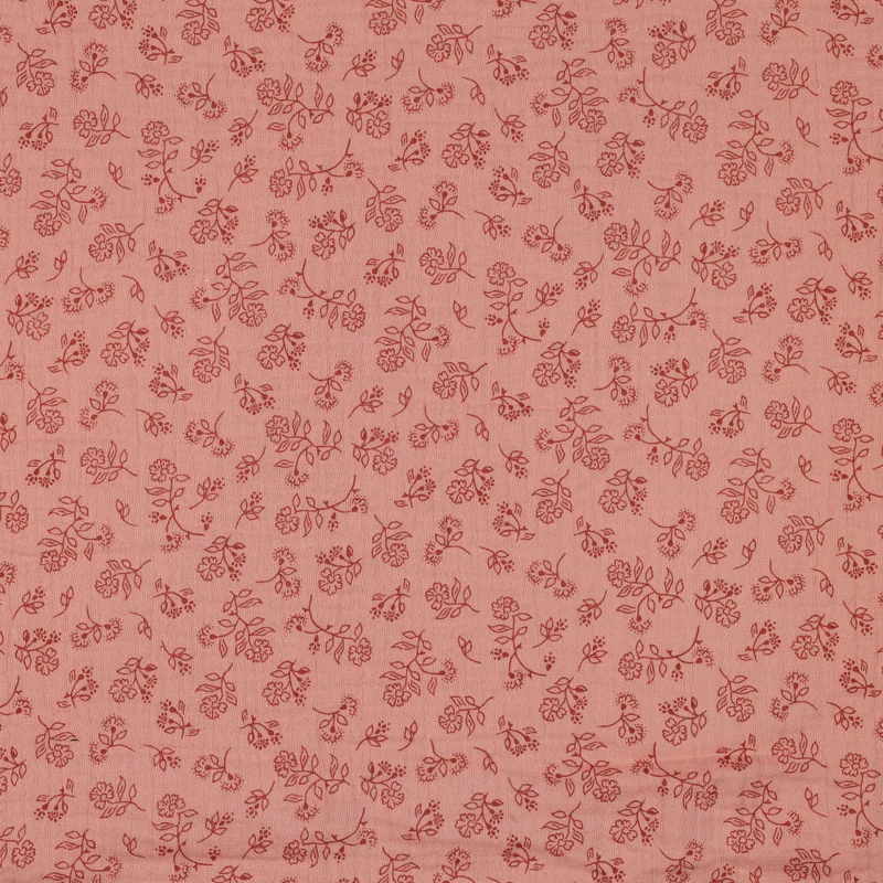 Musselin/Double Gauze Small Flowers “Wine”
