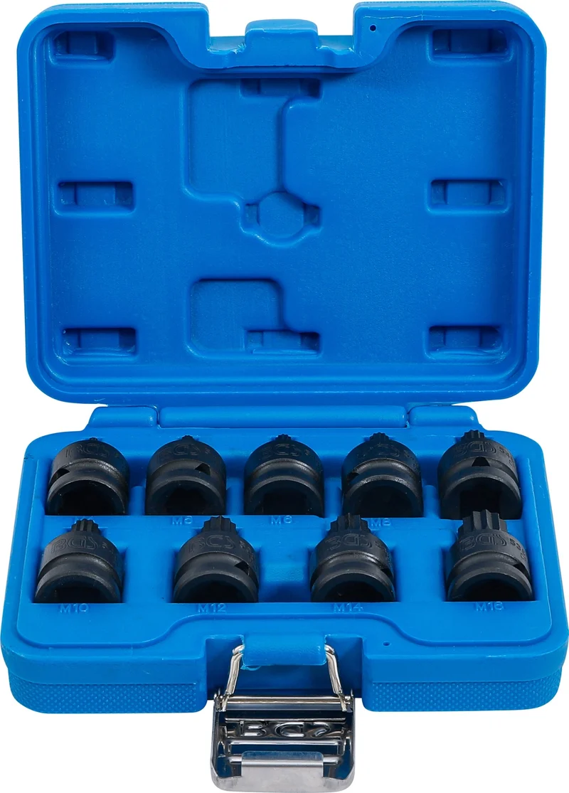 BGS 5487 Satz Kraft Biteinsätze Innenvielzahn (für XZN) M4 - M16 Länge 42mm Antrieb 12,5mm (1/2")