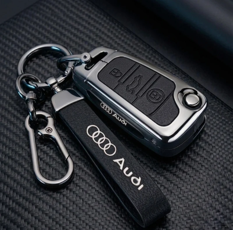 Sleutelcover met sleutelhanger – geschikt voor Audi – sleuteltype 3