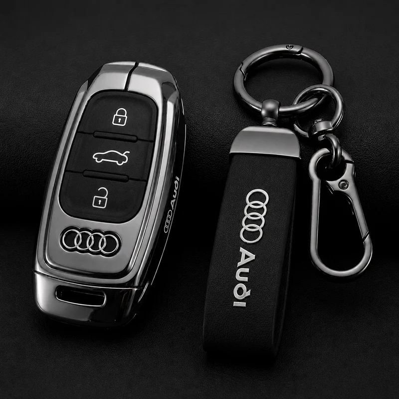 Sleutelcover met sleutelhanger – geschikt voor Audi – sleuteltype 1