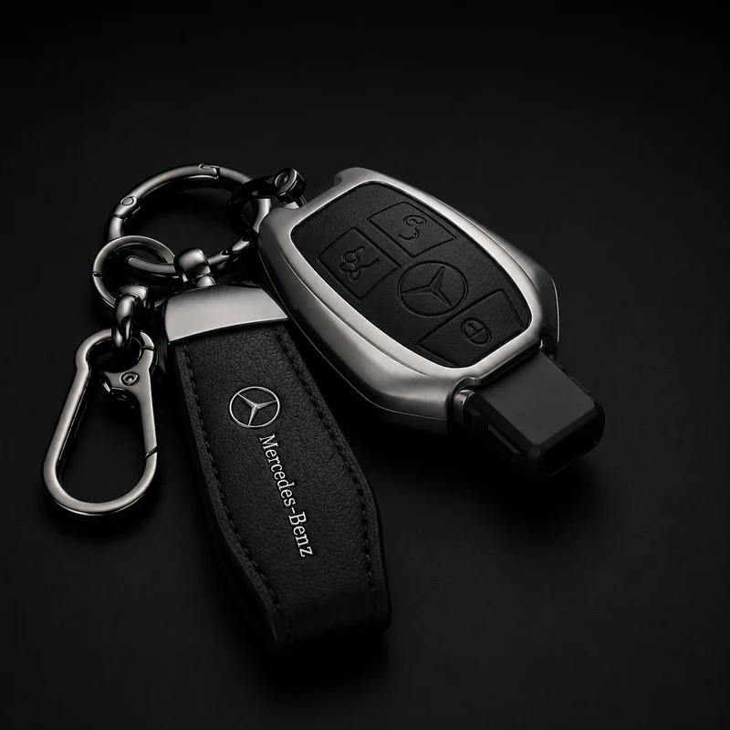 Sleutelcover met sleutelhanger – geschikt voor Mercedes-Benz – sleuteltype 3
