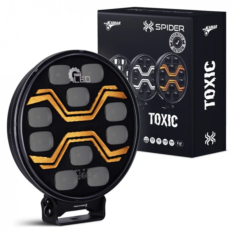 KAMAR L3440 LED Fernscheinwerfer X-SPIDER TOXIC mit Positionslicht und orangem Warnlicht 12/24 Volt