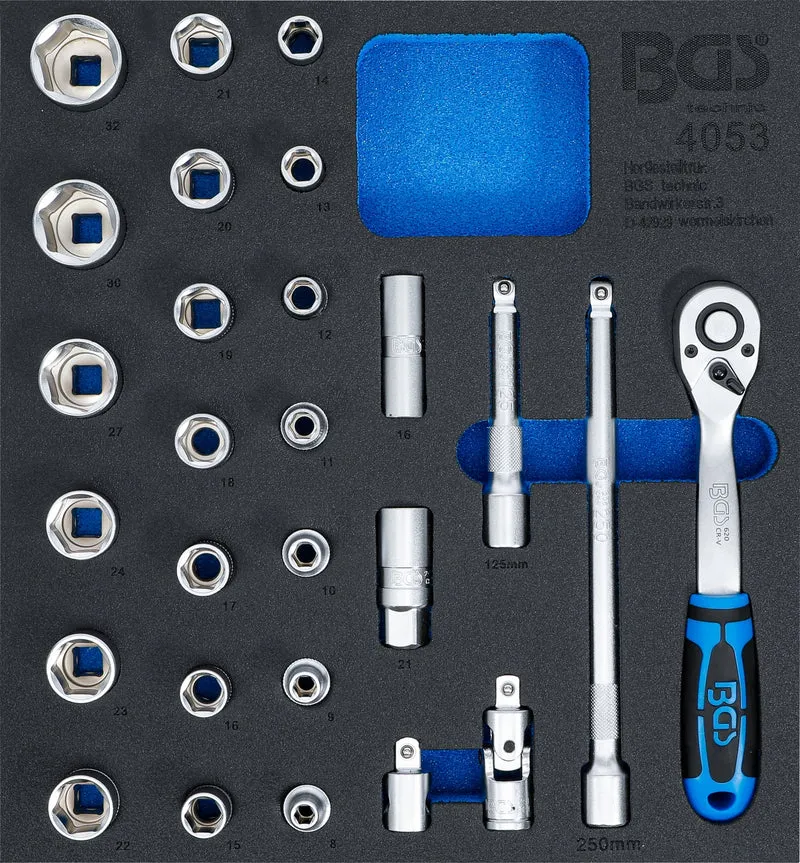 BGS 4053 Satz Steckschlüssel Einsätze Sechskant Pro Torque® Antrieb 12,5mm (1/2") SW 8 -32mm Werkstattwageneinlage 2/3