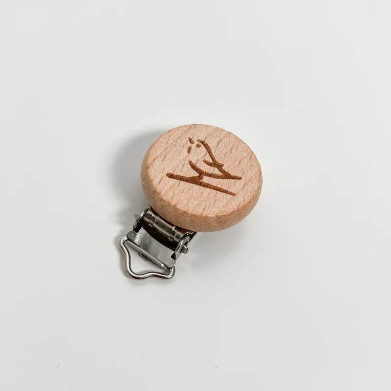 Schnullerketten Clip "Bird" / Holz