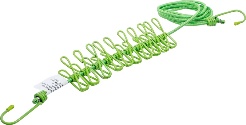 BGS DIY 85535 Wäscheleine flexibel 1,9 - 2,4m mit 10 Clips Wäscheklammern Wäscheleine