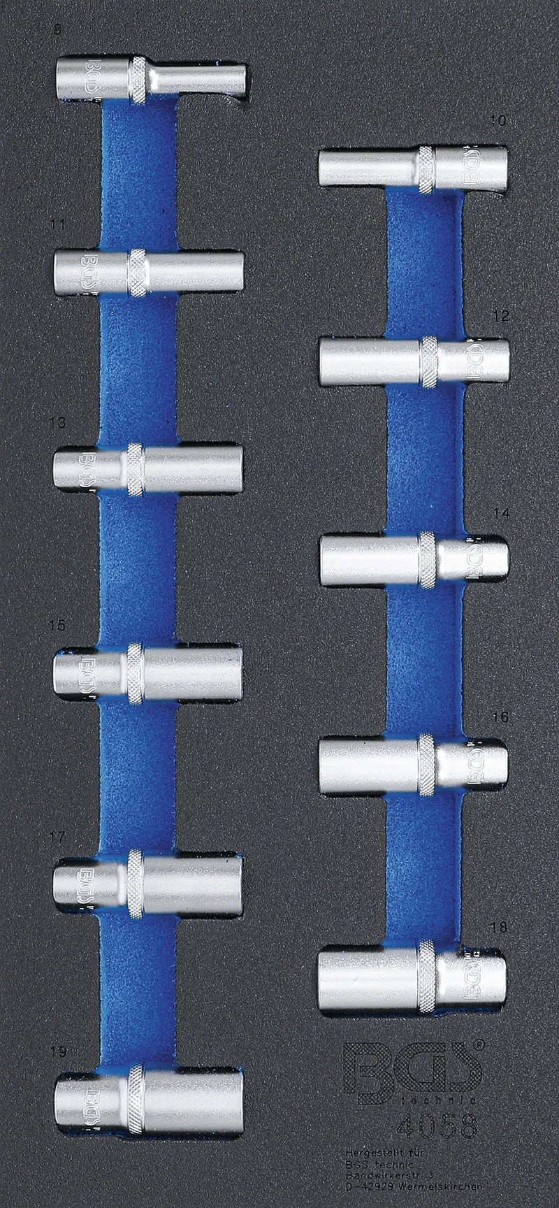 BGS 4058 Satz Steckschlüssel Einsätze Sechskant tief SW 8 - 19mm Antrieb10mm (3/8") Werkstattwageneinlage 1/3