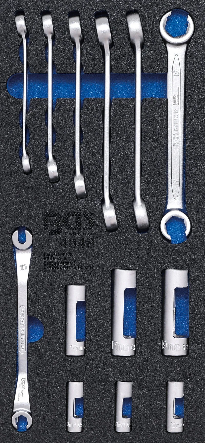 BGS 4048 Satz Ringschlüssel Offen Spezial Einsätze 10mm (3/8") Werkstattwageneinlage 1/3
