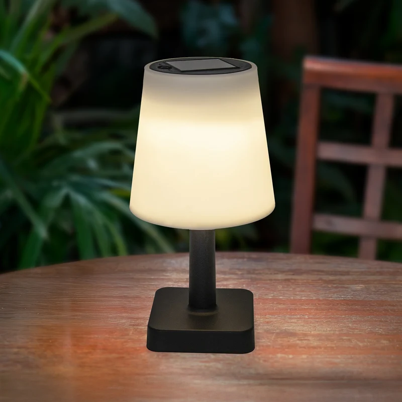 Haushalt International 70582 LED Solar Tischlampe Schwarz Höhe 23cm Solarleuchte