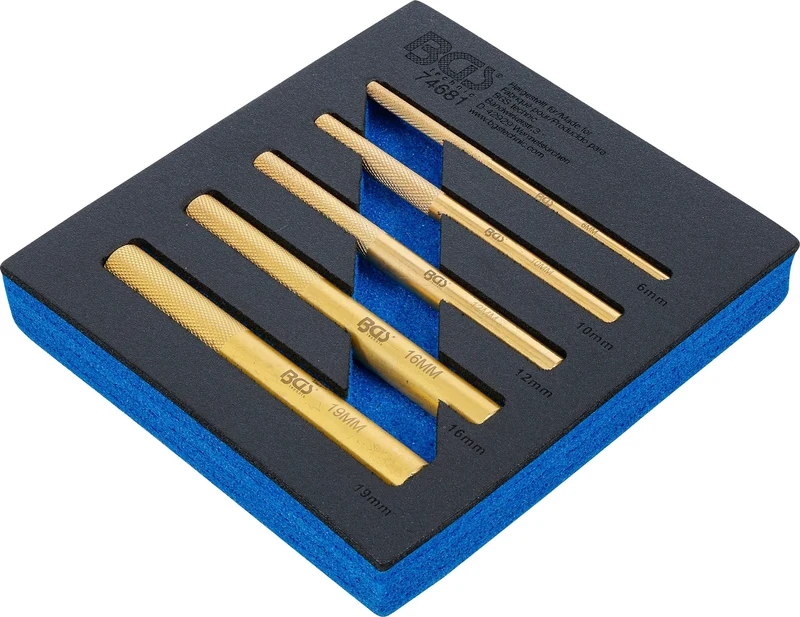 BGS 74681 Satz Messingdorn 6-19mm Werkstattwageneinlage 1/6 5 teilig Austreibwerkzeug
