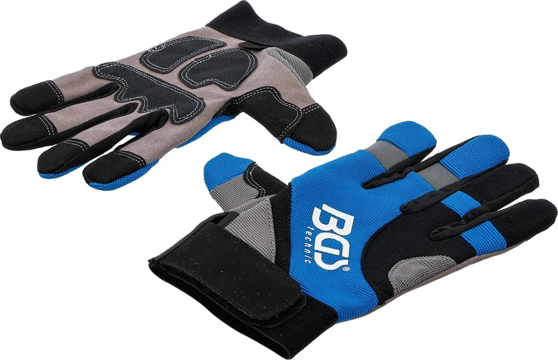 BGS 4520 Paar Arbeitshandschuhe blau / schwarz Größe 8 (M) Klettverschluss