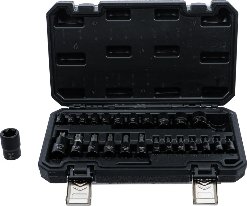 BGS DIY 20124 Satz Biteinsätze Steckschlüsseleinsätze Antrieb 6,3mm (1/4") 10mm (3/8") 12,5mm (1/2") E-Profil T-Profil (für Torx)
